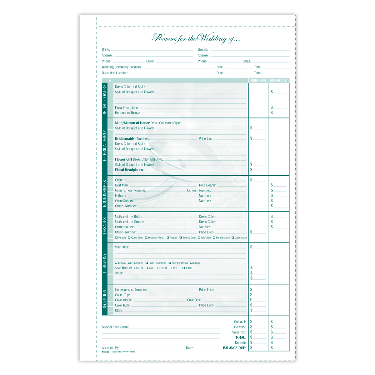 2-Part Wedding Form OF0604